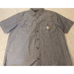 Carhartt Loose Fit Hardworking Chambray Short Sleeve Shirt Men's Size Large